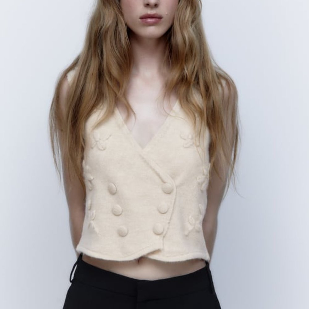 NWT Zara Embroidered Knit Vest